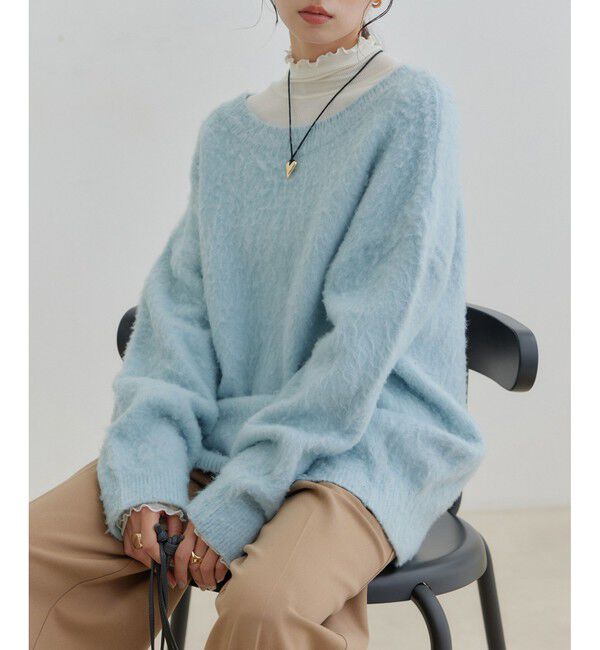 VIS「【前後2WAY】トゥンカロンニット」|ニット・セーター|サックス