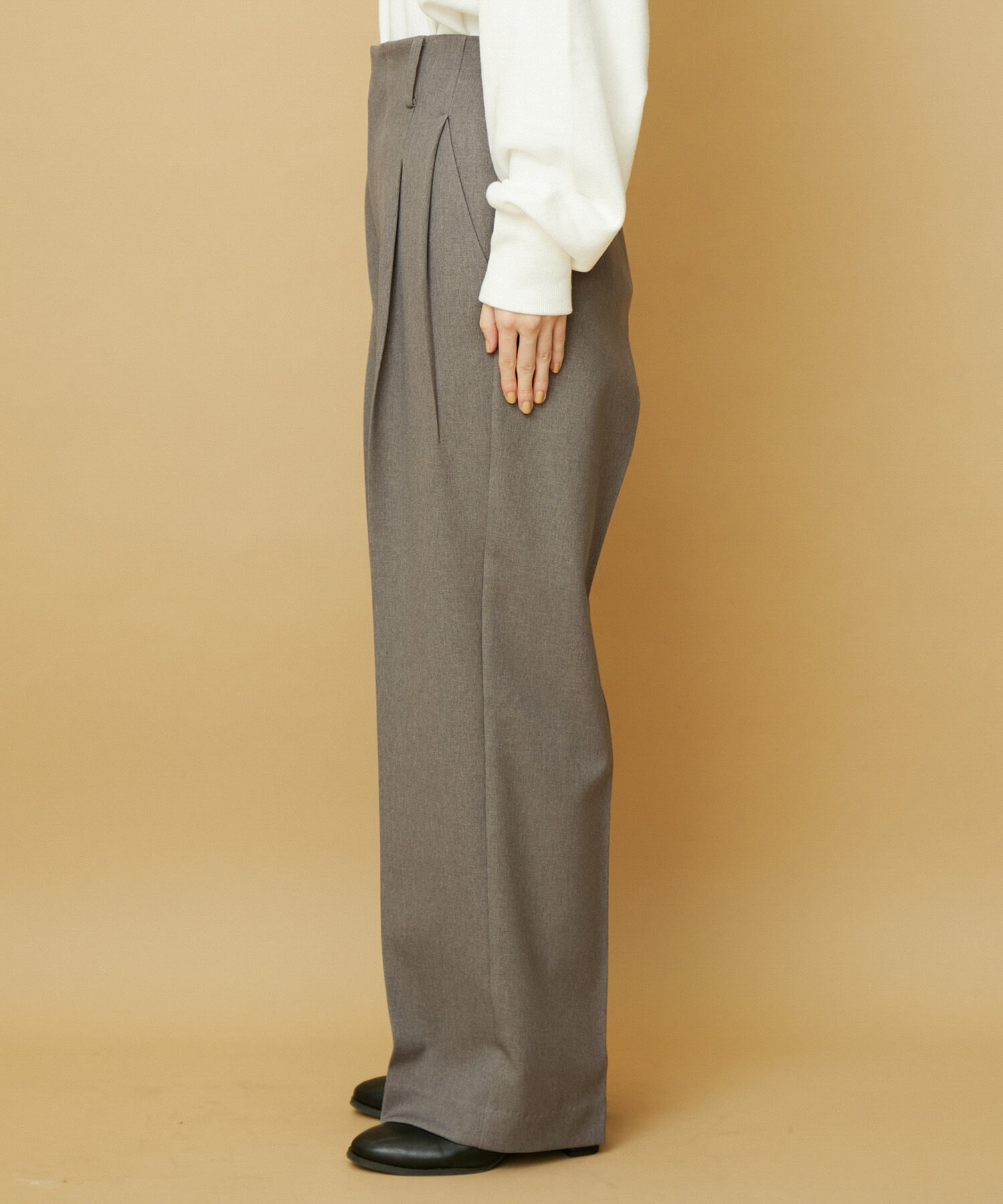VIS「【セットアップ対応】ウールライクメランジワイドパンツ【アンチピリング・洗える】」|スラックス|
