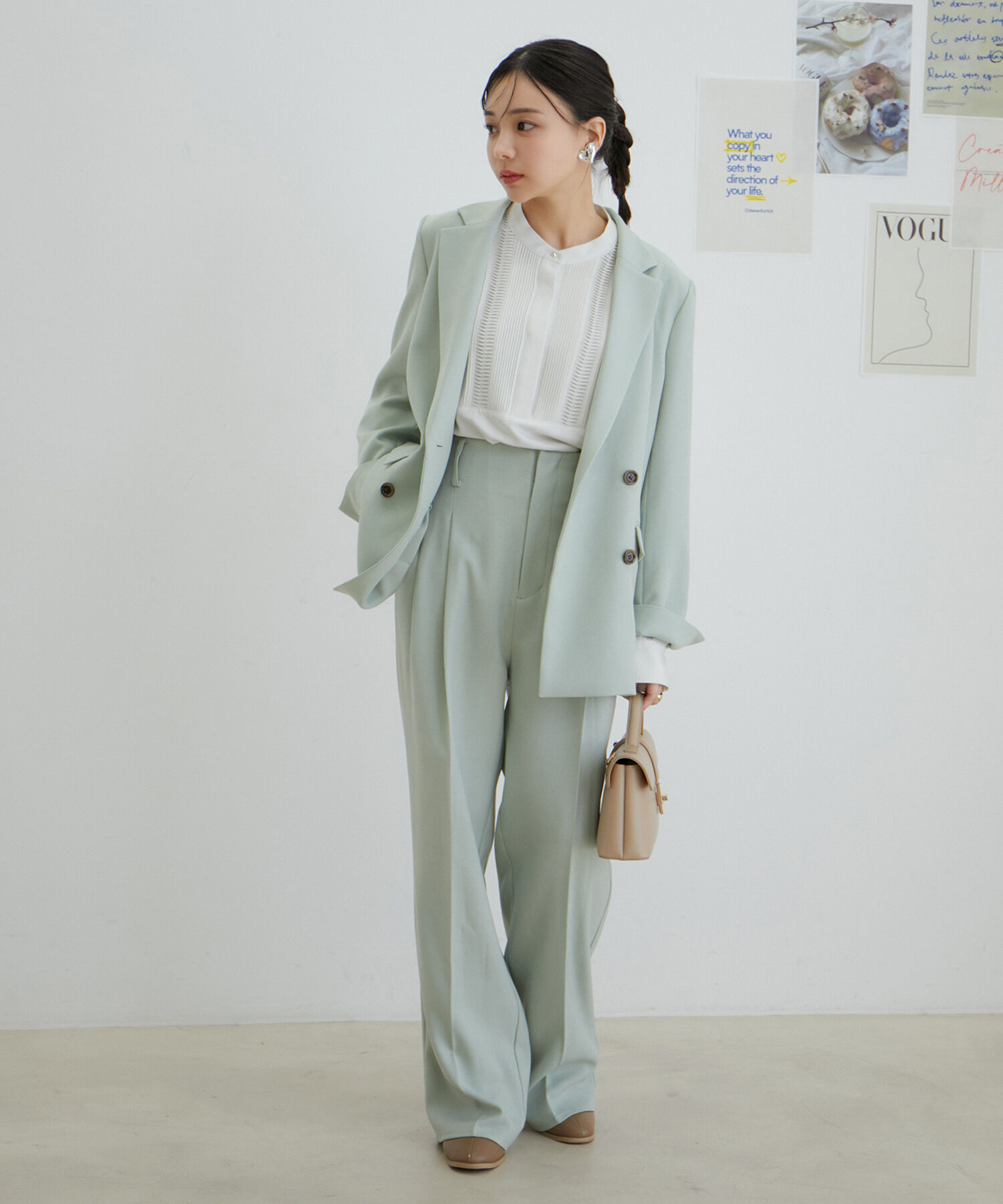 VIS「【セットアップ対応】ウールライクメランジワイドパンツ【アンチピリング・洗える】」|スラックス|