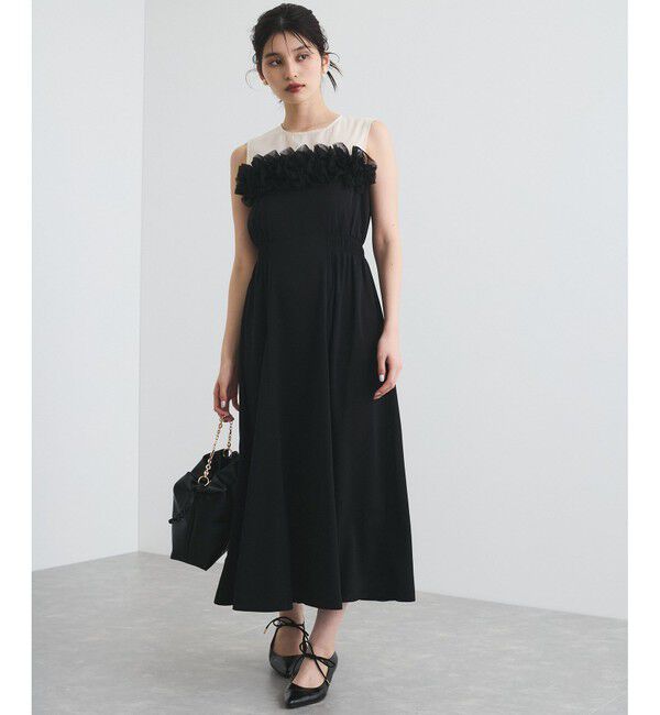 VIS「【VIS DRESS】チュールフラワードッキングワンピース」|ワンピース|