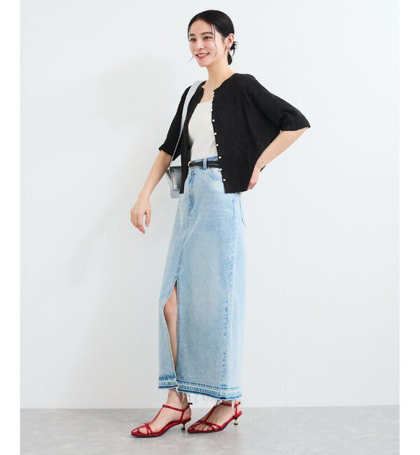 VIS「【WEB限定】多釦ハーフスリーブサマーニットカーディガン」|カーディガン|