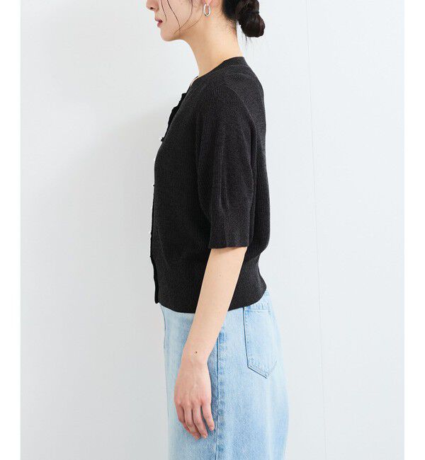 VIS「【WEB限定】多釦ハーフスリーブサマーニットカーディガン」|カーディガン|