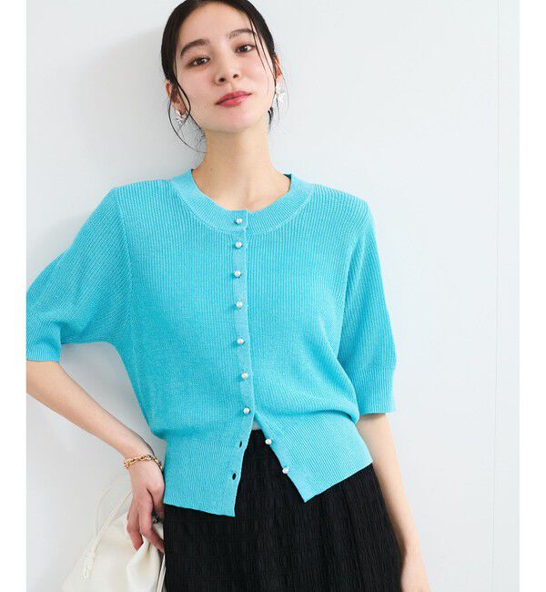 VIS「【WEB限定】多釦ハーフスリーブサマーニットカーディガン」|カーディガン|