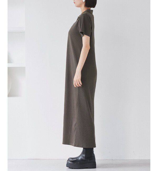 VIS「ポロ衿ランダムリブワンピース」|ワンピース|