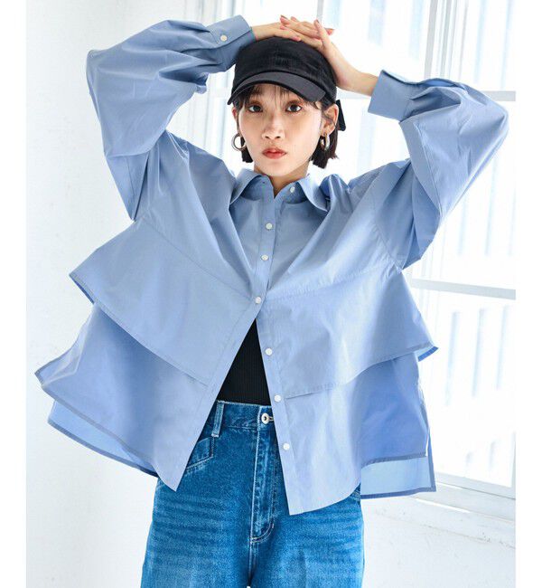 VIS「裾ティアードオーバーシャツ/UVケア・イージーケア」|シャツ・ブラウス|