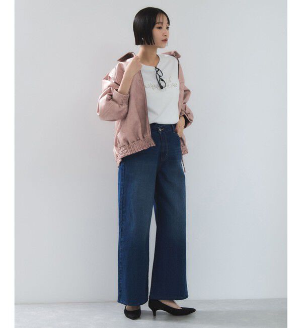 VIS「合皮＆スエードライクジップアップブルゾン」|ブルゾン・スタジャン|