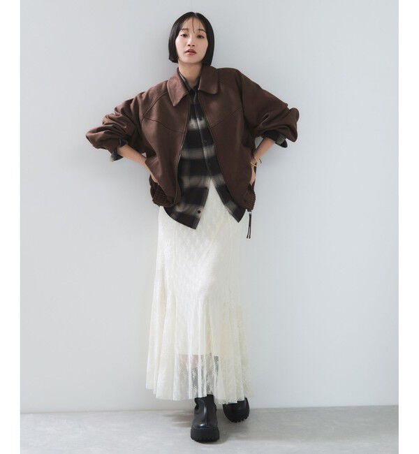 VIS「合皮＆スエードライクジップアップブルゾン」|ブルゾン・スタジャン|