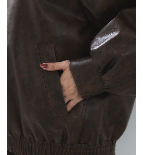 VIS「合皮＆スエードライクジップアップブルゾン」|ブルゾン・スタジャン|