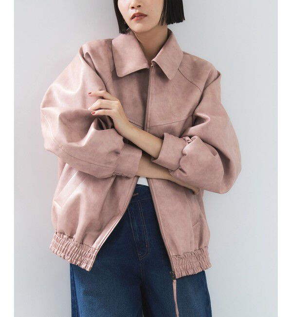 VIS「合皮＆スエードライクジップアップブルゾン」|ブルゾン・スタジャン|