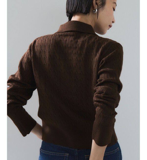 VIS「【POLO BCS】VIS別注ミニケーブルポロ襟ニットカーディガン」|カーディガン|