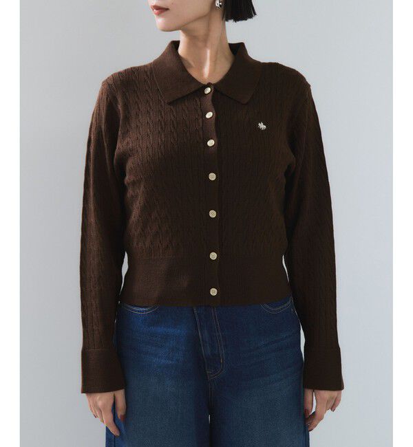 VIS「【POLO BCS】VIS別注ミニケーブルポロ襟ニットカーディガン」|カーディガン|