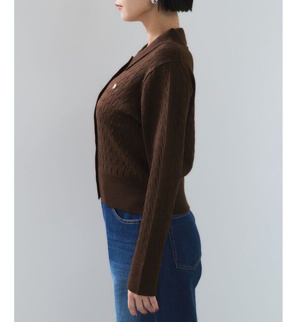 VIS「【POLO BCS】VIS別注ミニケーブルポロ襟ニットカーディガン」|カーディガン|