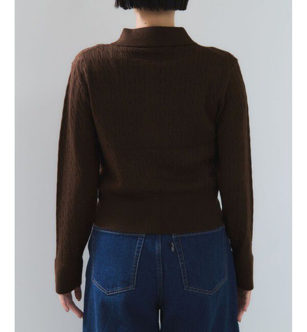 VIS「【POLO BCS】VIS別注ミニケーブルポロ襟ニットカーディガン」|カーディガン|