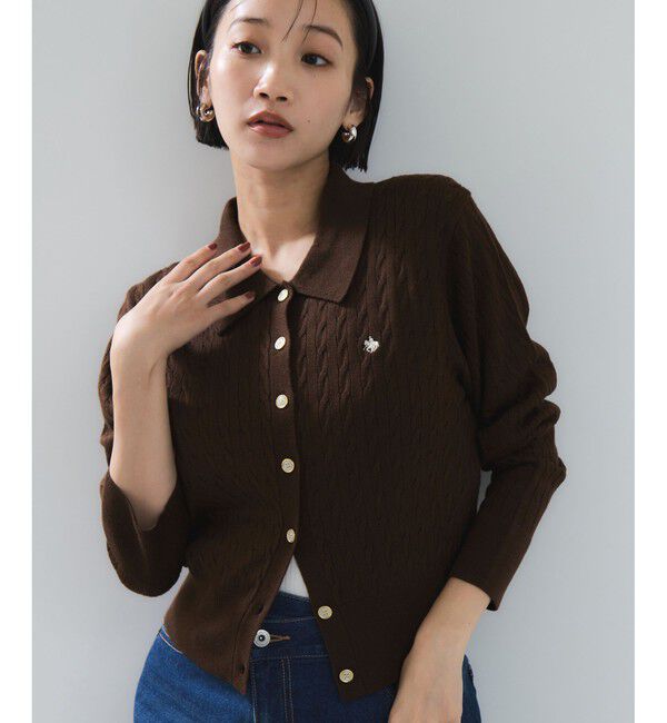 VIS「【POLO BCS】VIS別注ミニケーブルポロ襟ニットカーディガン」|カーディガン|