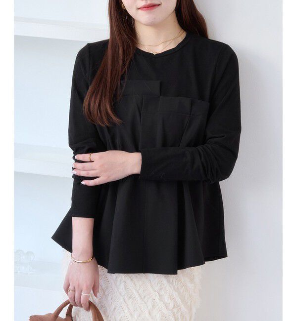 VIS「【WEB限定】ビスチェドッキングペプラムロングスリーブTシャツ」|Tシャツ・カットソー|ブラック(01)