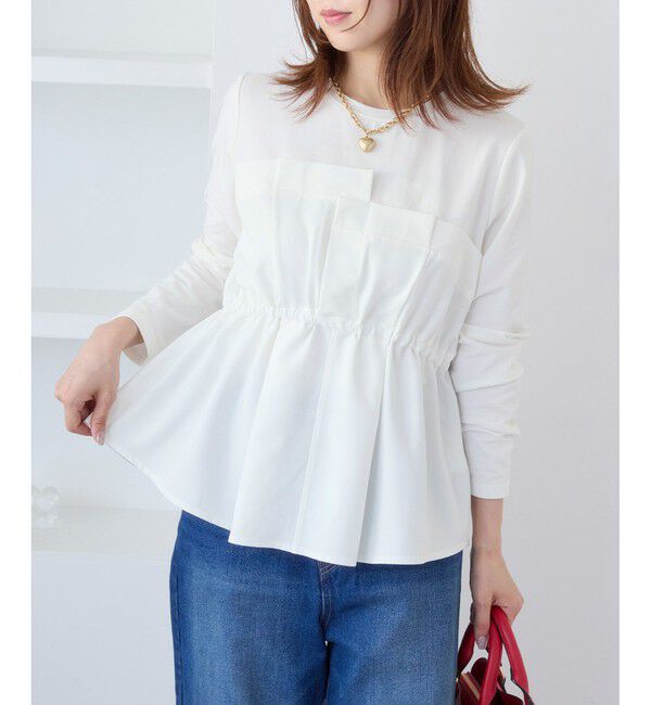 VIS「【WEB限定】ビスチェドッキングペプラムロングスリーブTシャツ」|Tシャツ・カットソー|オフホワイト(15)