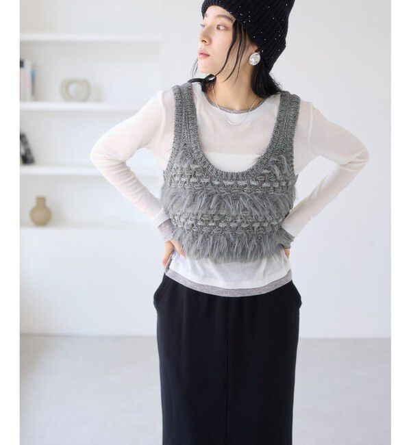 VIS「フェザーツイードニットビスチェ/2WAY」|ベスト・ジレ|