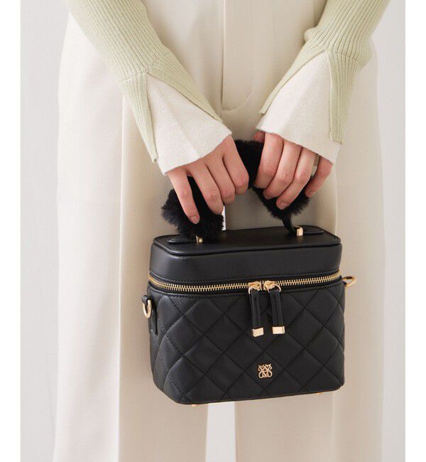 VIS「ファーハンドルキルティング＆ツイードバニティバッグ/2WAY」|ハンドバッグ|