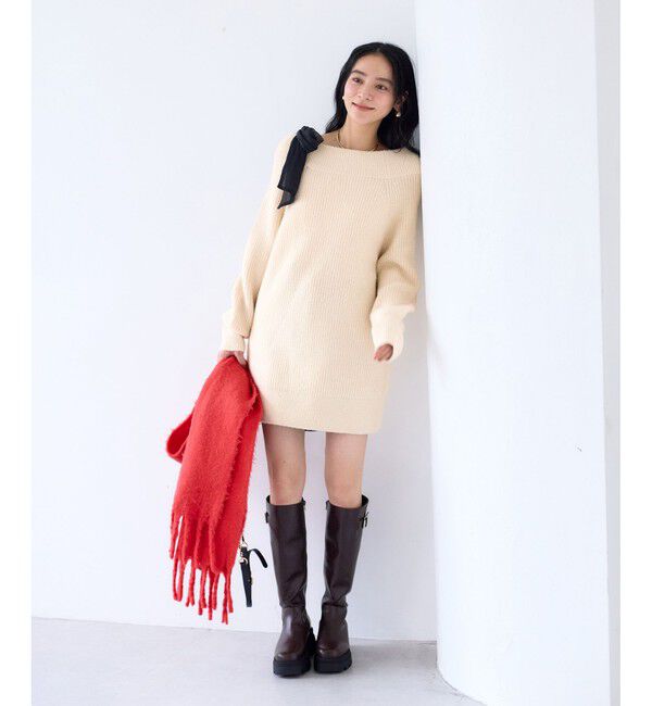 VIS「肩リボンミニ丈ニットワンピース/2WAY」|ワンピース|