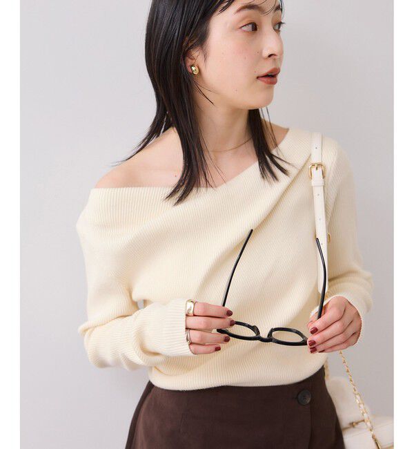 VIS「【美得】もちもちドレープリブニットトップス/イージーケア」|ニット・セーター|