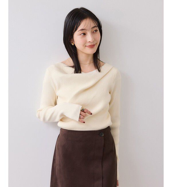 VIS「【美得】もちもちドレープリブニットトップス/イージーケア」|ニット・セーター|