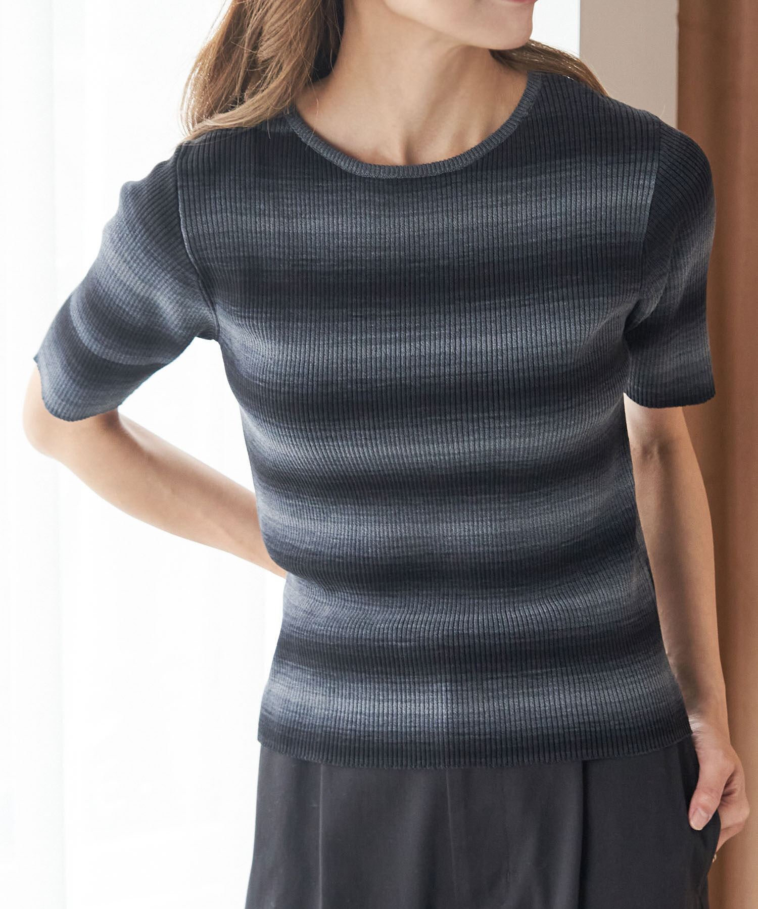 ROPE' PICNIC R「リンクコーデ/グラデーションニットハーフスリーブ」|ニット・セーター|