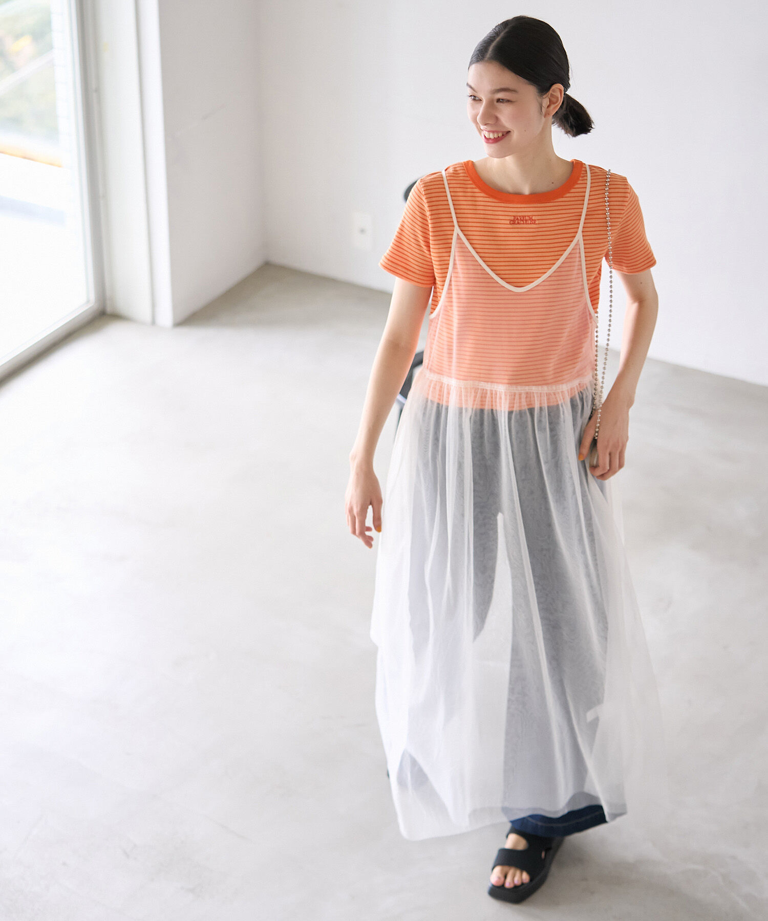 ROPE' PICNIC R「バックリボンチュールキャミワンピース」|ワンピース|