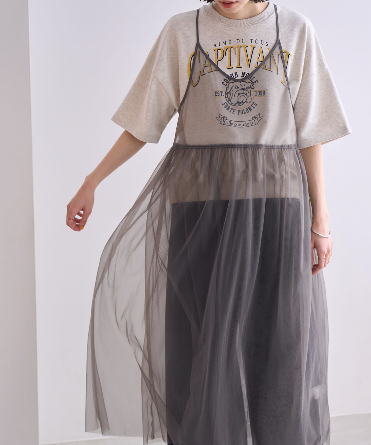 ROPE' PICNIC R「バックリボンチュールキャミワンピース」|ワンピース|チャコール(06)