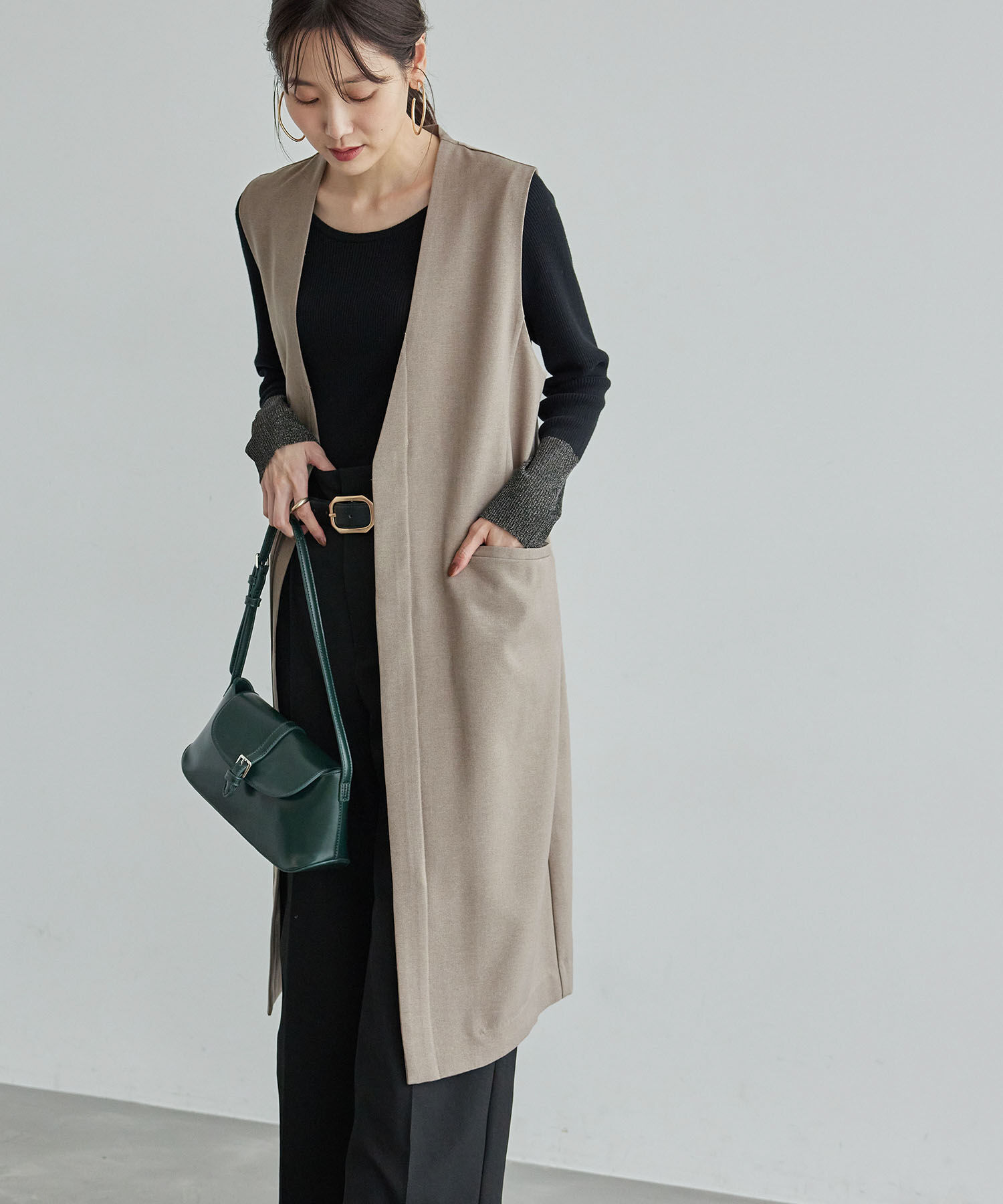 Rope&rsquo;Picnic「スリーブレスロングジレ/セットアップ対応・リンクコーデ」|ベスト・ジレ|ベージュ(27)