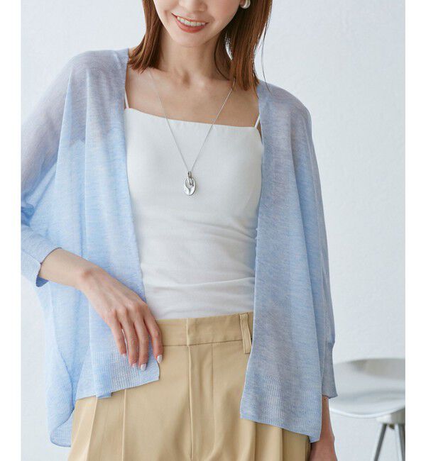 Rope&rsquo;Picnic「【新色追加】LEVITAシアーニットリラックスカーディガン」|カーディガン|サックス(48)