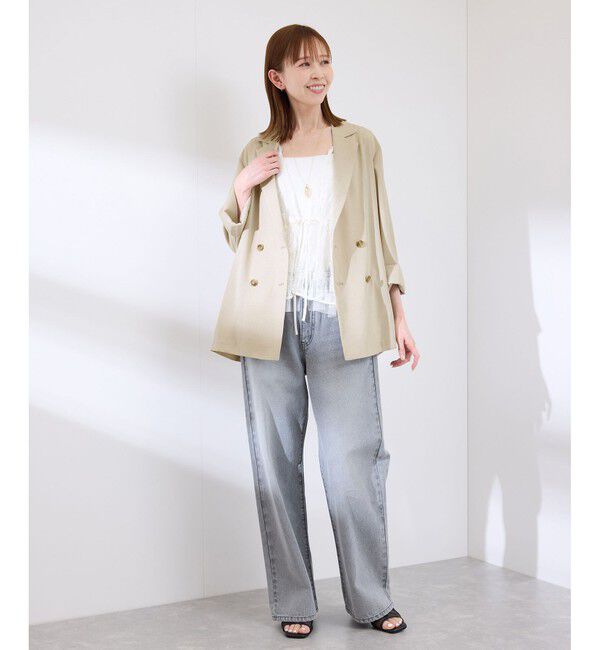 Rope&rsquo;Picnic「【接触冷感・UVカット・速乾】【リネンライク・シリーズ】シアーテーラードジャケット/セットアップ対応」|テーラードジャケット|