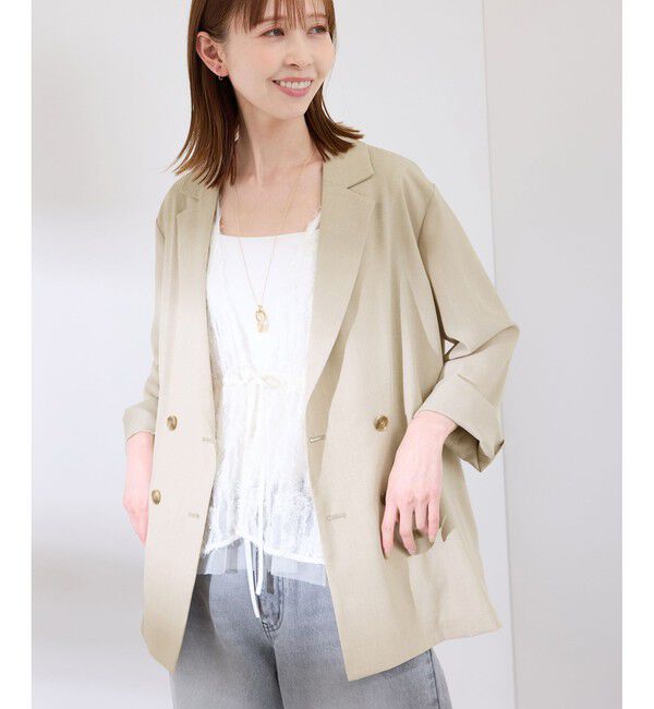 Rope&rsquo;Picnic「【接触冷感・UVカット・速乾】【リネンライク・シリーズ】シアーテーラードジャケット/セットアップ対応」|テーラードジャケット|