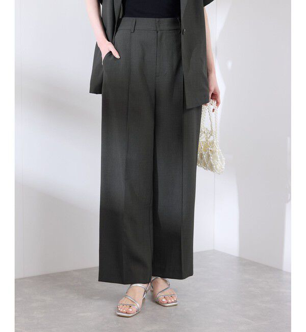 Rope&rsquo;Picnic「【UVカット・速乾】【リネンライク・シリーズ】ピンタックワイドスラックスパンツ/セットアップ対応」|チノ|