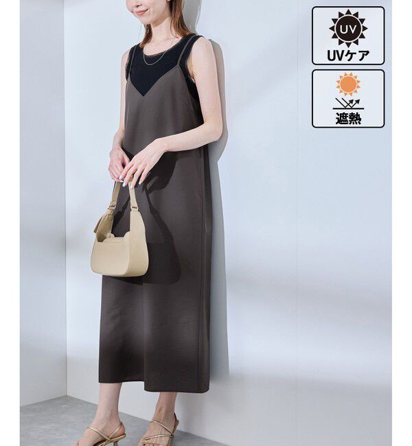 Rope&rsquo;Picnic「【UVケア・遮熱】Comfort Seriesコンフォートシリーズ/Vネックキャミワンピース」|ワンピース|チャコール(06)