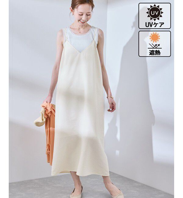 Rope&rsquo;Picnic「【UVケア・遮熱】Comfort Seriesコンフォートシリーズ/Vネックキャミワンピース」|ワンピース|ホワイト系(11)