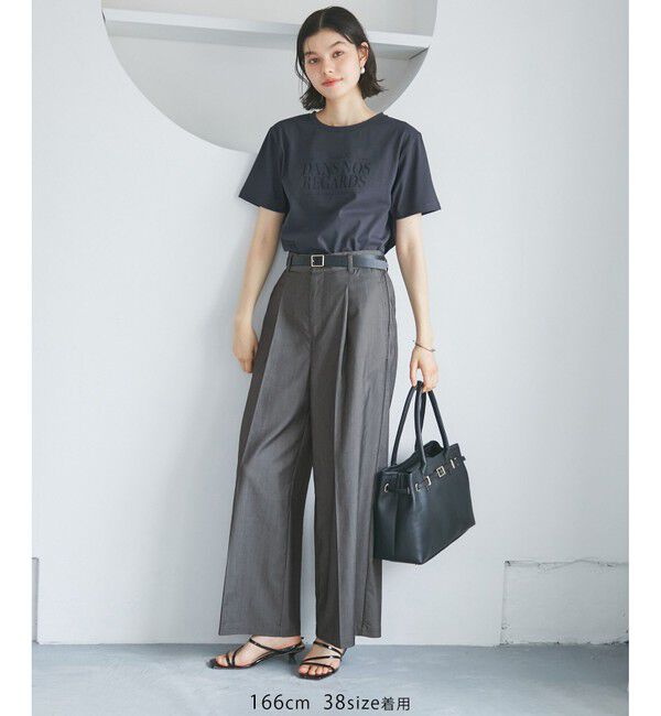 Rope&rsquo;Picnic「テンセルシャンブレータックワイドスラックス/通勤対応」|チノ|