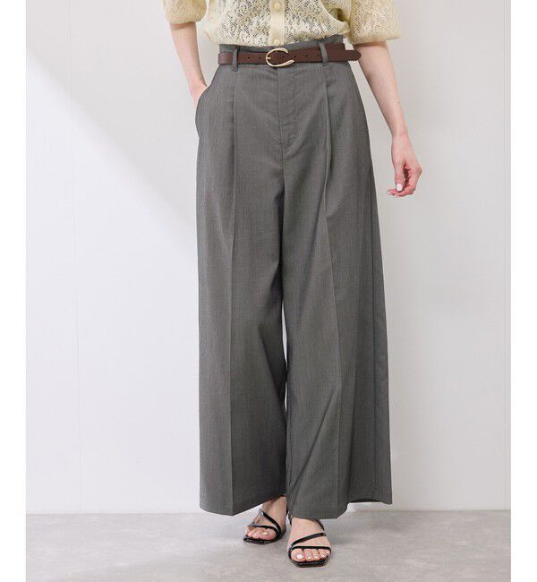 Rope&rsquo;Picnic「テンセルシャンブレータックワイドスラックス/通勤対応」|チノ|