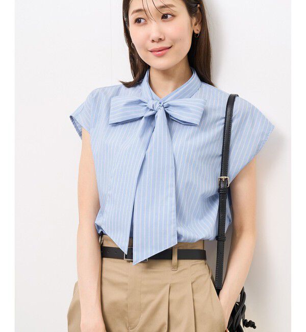Rope&rsquo;Picnic「【防シワ】リボンフレンチスリーブシャツ」|シャツ・ブラウス|