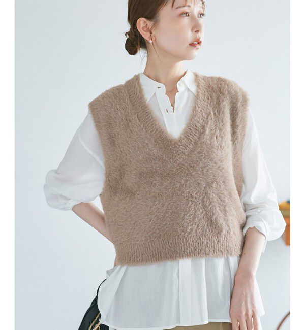 Rope&rsquo;Picnic「ショートフェザーニットベスト」|ベスト・ジレ|