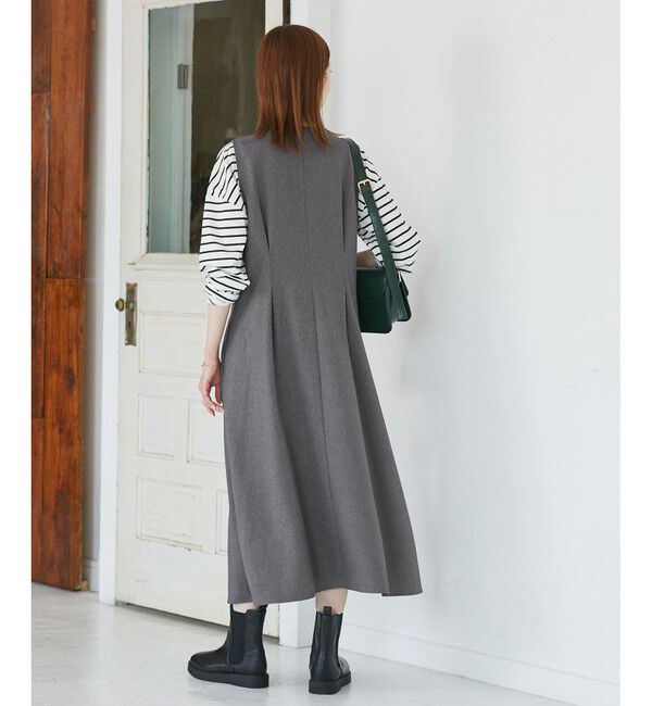 Rope&rsquo;Picnic「レディハンサムシリーズ ウールライクウエストタックジャンパースカート/セットアップ対応」|ワンピース|