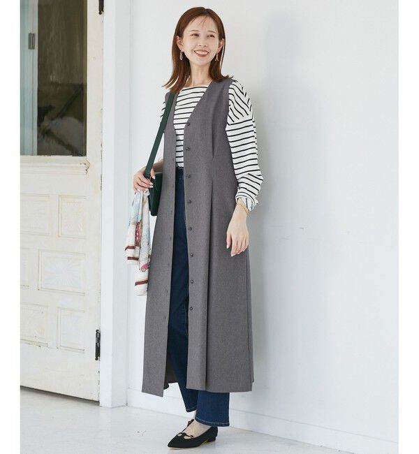 Rope&rsquo;Picnic「レディハンサムシリーズ ウールライクウエストタックジャンパースカート/セットアップ対応」|ワンピース|