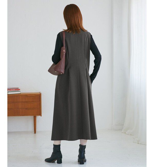 Rope&rsquo;Picnic「レディハンサムシリーズ ウールライクウエストタックジャンパースカート/セットアップ対応」|ワンピース|