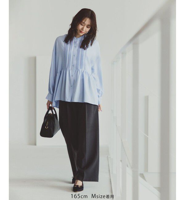 Rope&rsquo;Picnic「【UVケア・防シワ】羽織れるピンタックデザインペプラムシャツ」|シャツ・ブラウス|