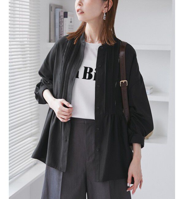 Rope&rsquo;Picnic「【UVケア・防シワ】羽織れるピンタックデザインペプラムシャツ」|シャツ・ブラウス|