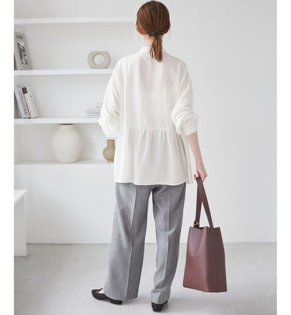 Rope&rsquo;Picnic「【UVケア・防シワ】羽織れるピンタックデザインペプラムシャツ」|シャツ・ブラウス|