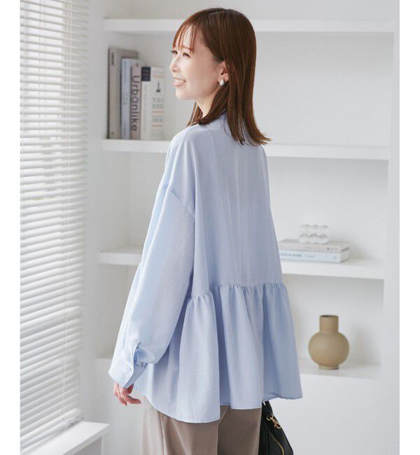 Rope&rsquo;Picnic「【UVケア・防シワ】羽織れるピンタックデザインペプラムシャツ」|シャツ・ブラウス|