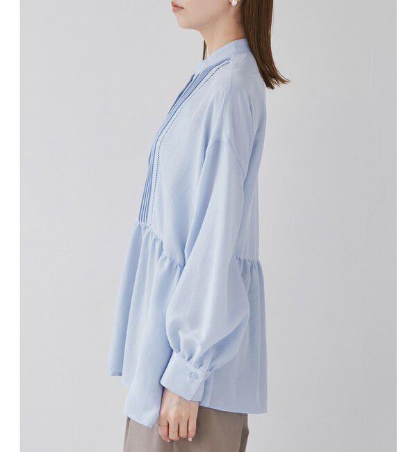 Rope&rsquo;Picnic「【UVケア・防シワ】羽織れるピンタックデザインペプラムシャツ」|シャツ・ブラウス|