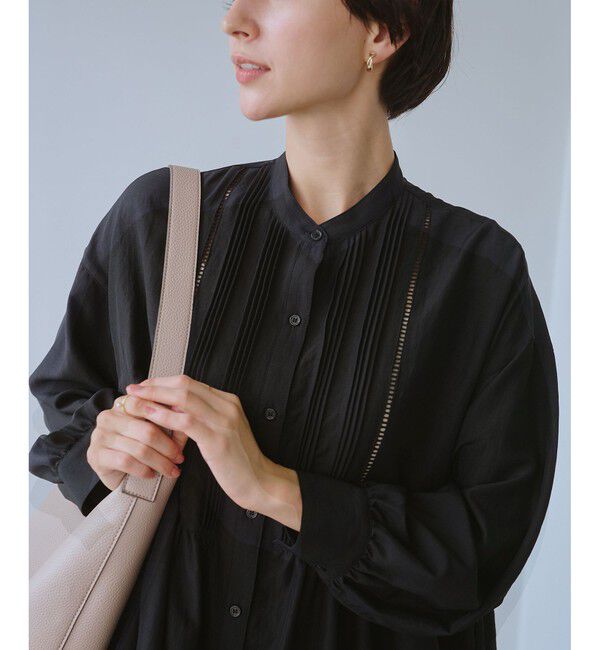 Rope&rsquo;Picnic「【UVケア・防シワ】羽織れるピンタックデザインペプラムシャツ」|シャツ・ブラウス|