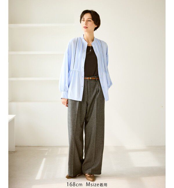 Rope&rsquo;Picnic「【UVケア・防シワ】羽織れるピンタックデザインペプラムシャツ」|シャツ・ブラウス|