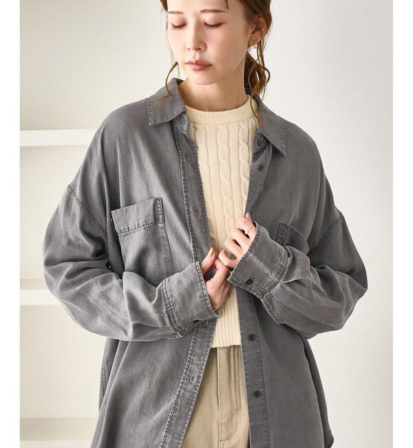 Rope&rsquo;Picnic「シャンブレーデニム調シャツ」|シャツ・ブラウス|チャコール(06)